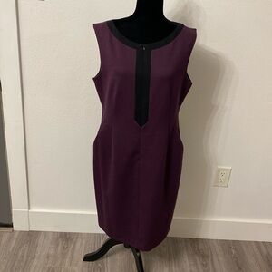 Purple & Black T Tahari Front Zip Sheath Dress w/ Pockets Size US 14 UK 18 IT 50